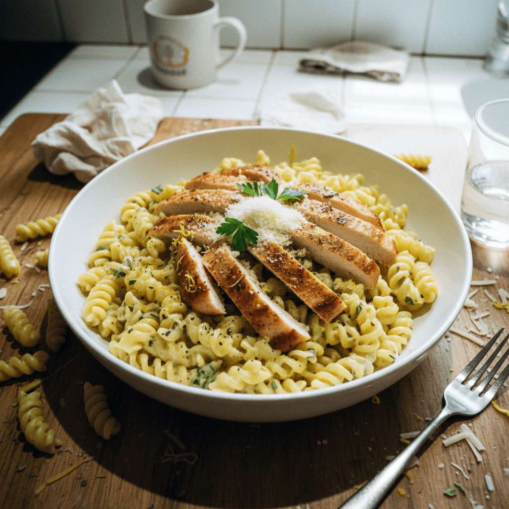 Creamy Chicken Alfredo with Italian Herbs and Lemon
