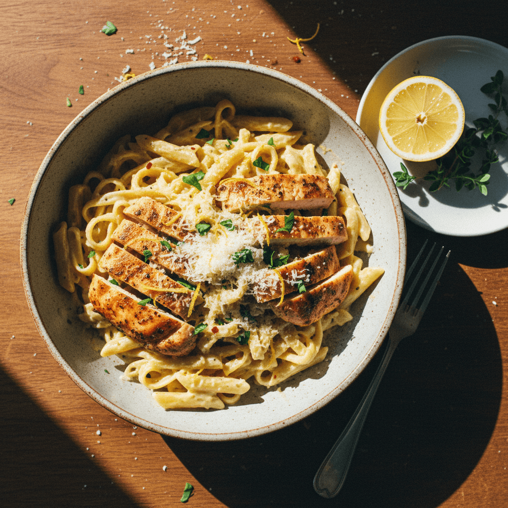 Creamy Lemon Garlic Chicken Alfredo