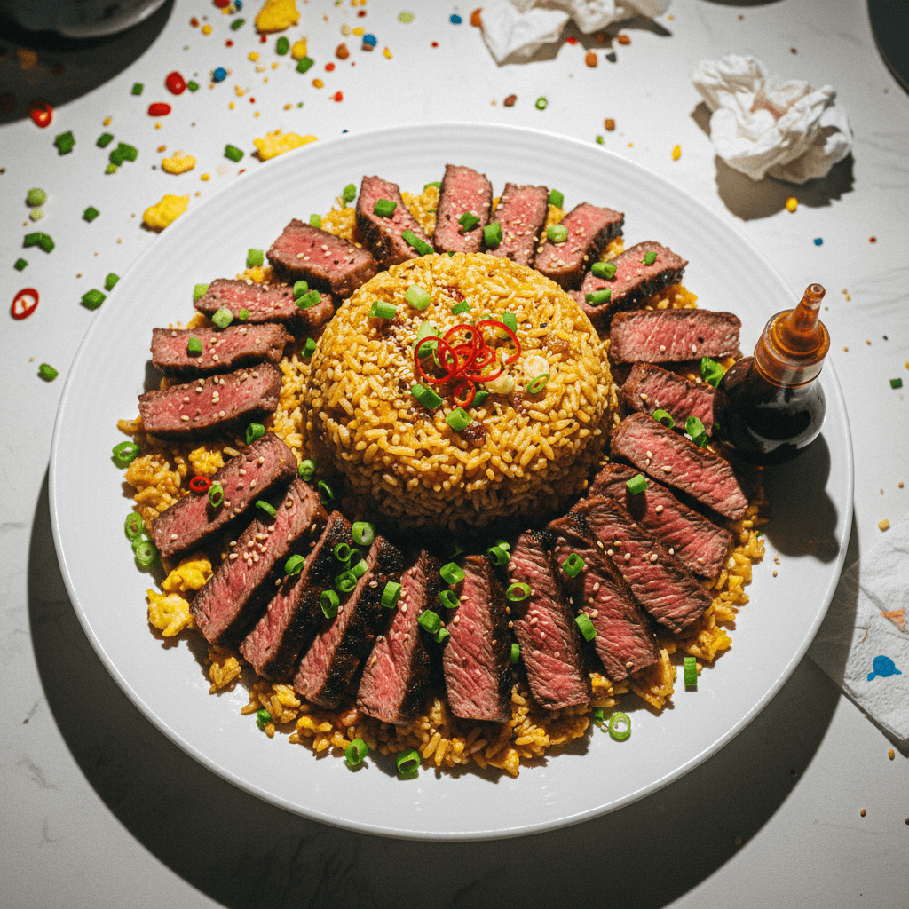 Wok-Fried Steak and Garlic Fried Rice (Heart Attack Fried Rice)