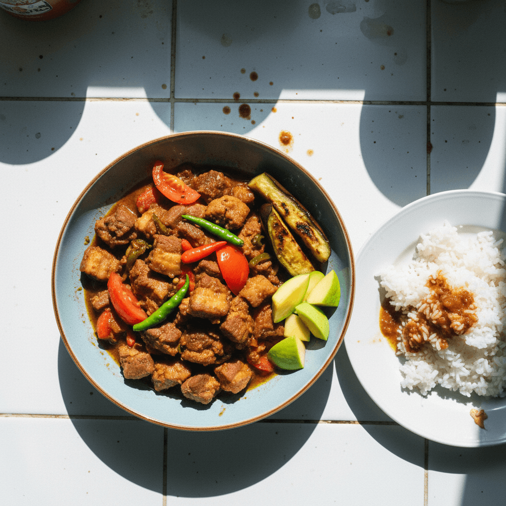 Pork Binagoongan with Homemade Bagoong Guisado and Ensaladang Mangga