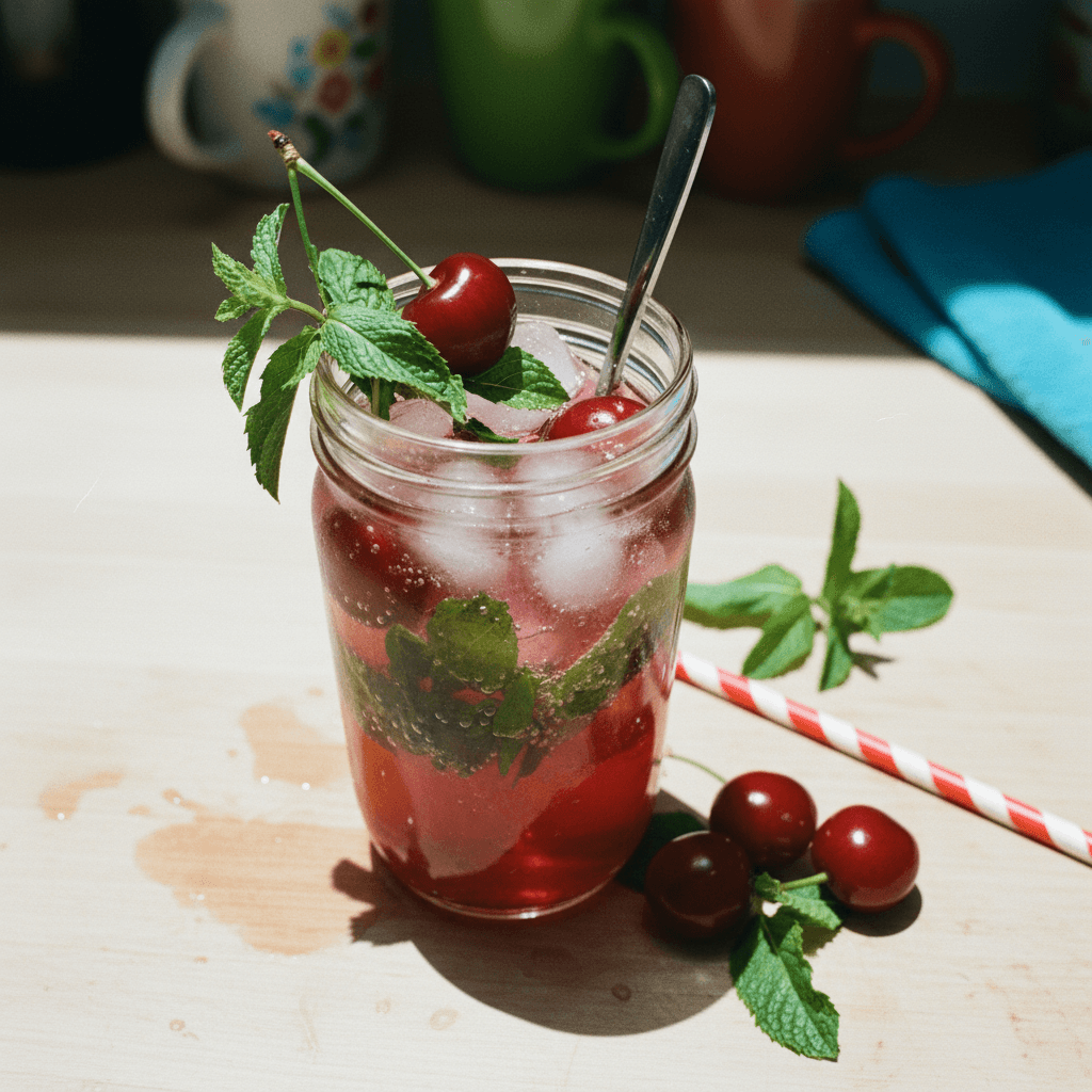 Fun Water: Tart Cherry, Basil & Mint Sparkler