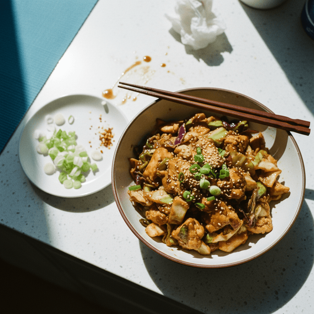 Japanese Salaryman's Healthy Night Meal (Miso Chicken and Cabbage Stir-fry)