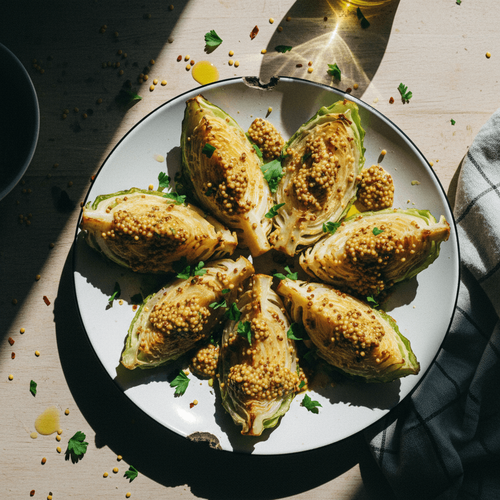 Roasted Cabbage with Mustard