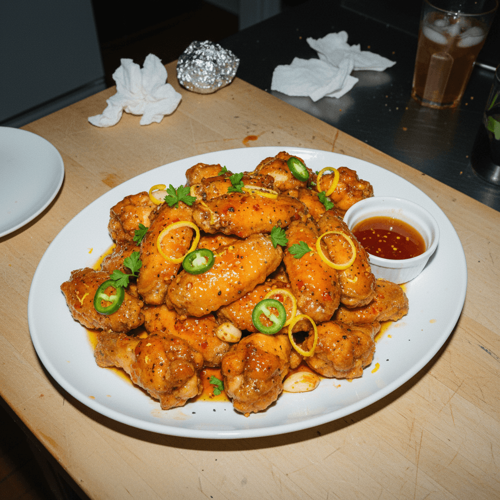 Hot Honey Lemon Pepper Fried Chicken Wings