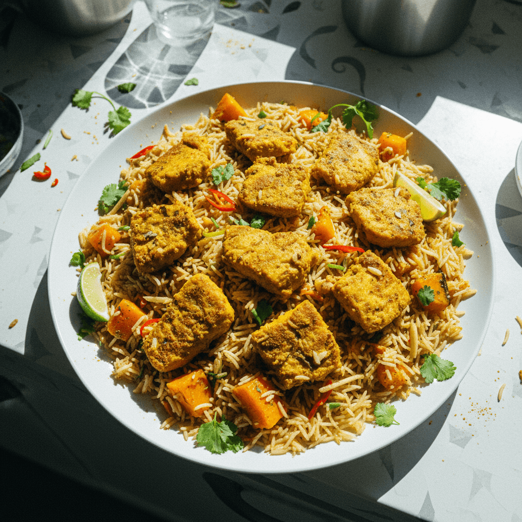 Pumpkin Rice with Turmeric Fish