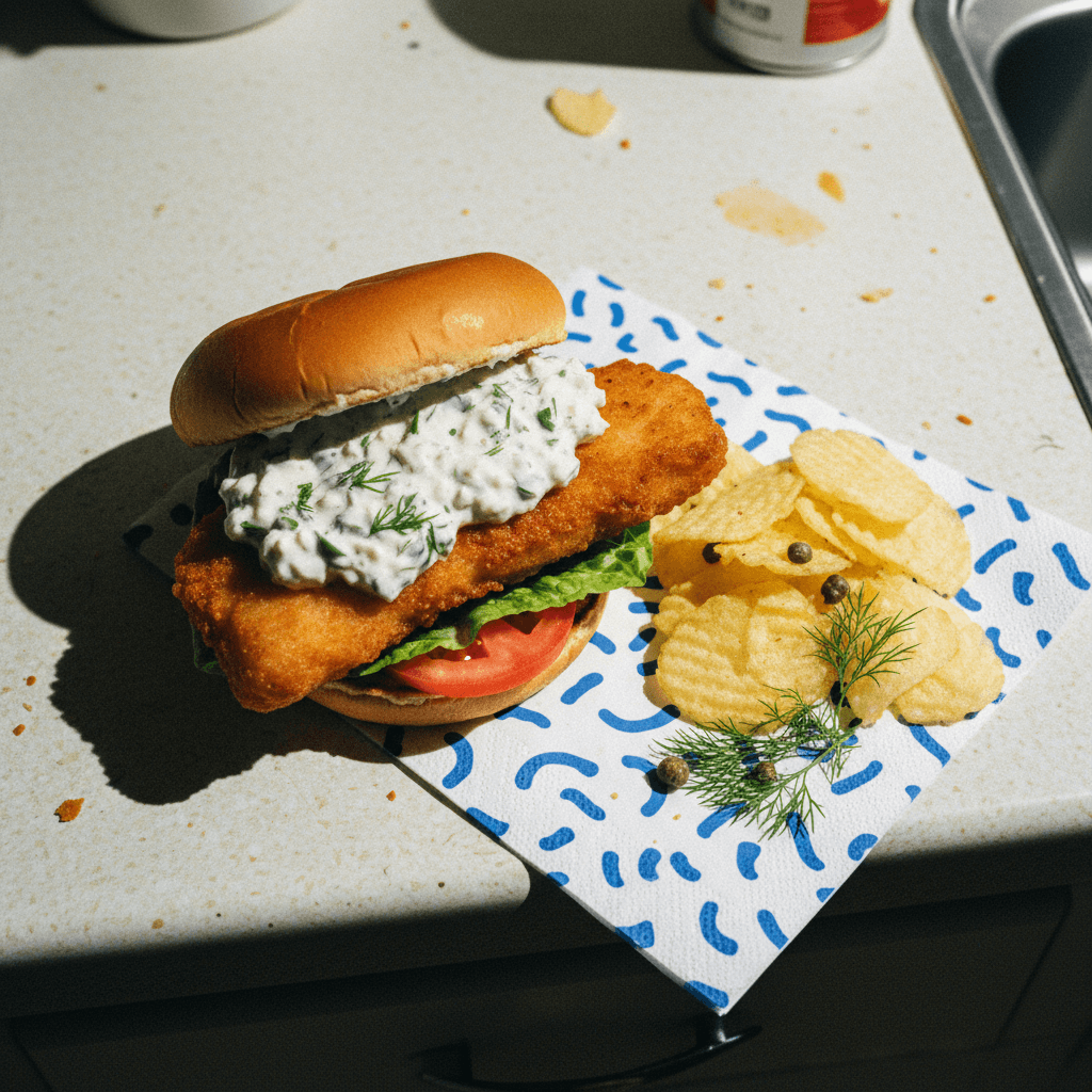 Crispy Fish Sandwich with Herbed Tartar Sauce