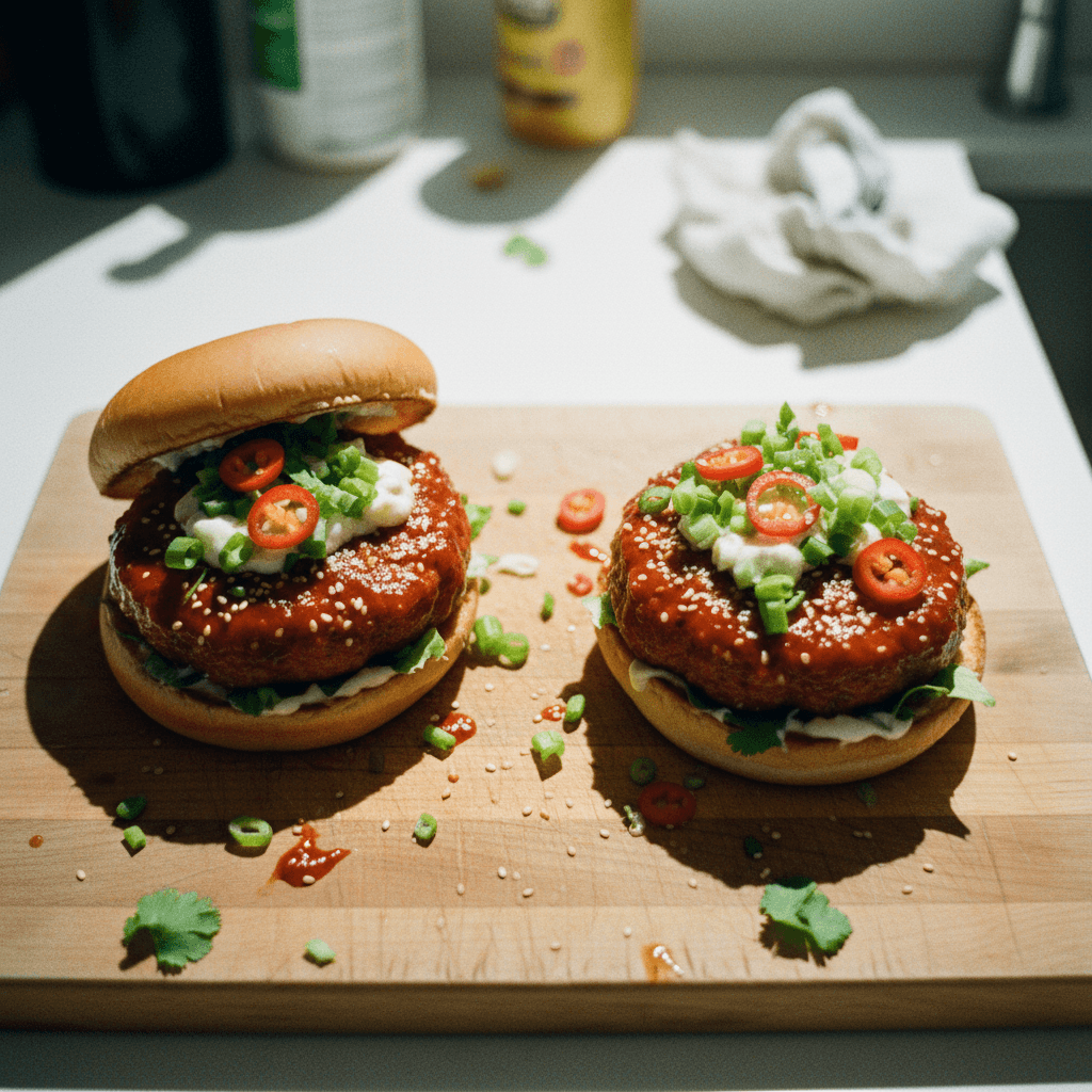 Gochujang Glazed Pork Burgers