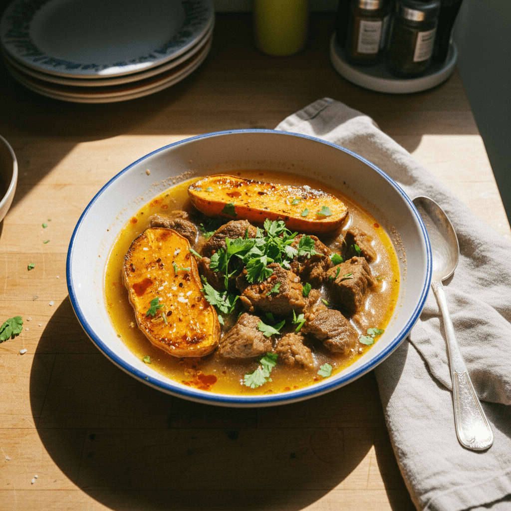 Brothy Beef with Sweet Potato