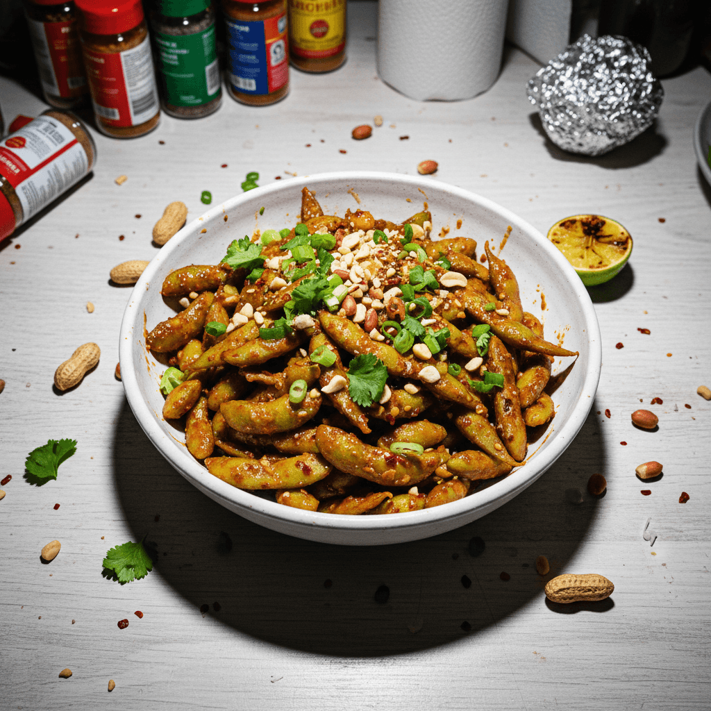 Spicy Peanut-Glazed Edamame