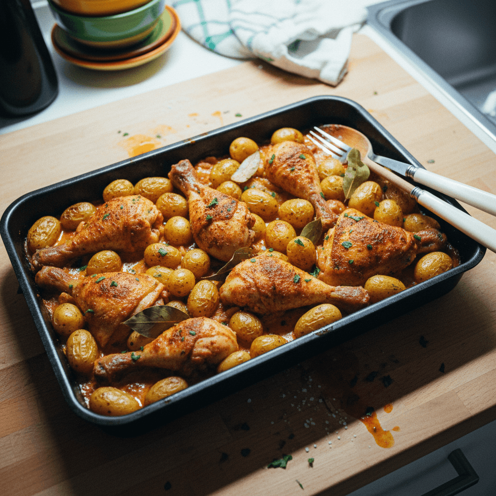 Frango na Cama de Cebola e Batata Bolinha