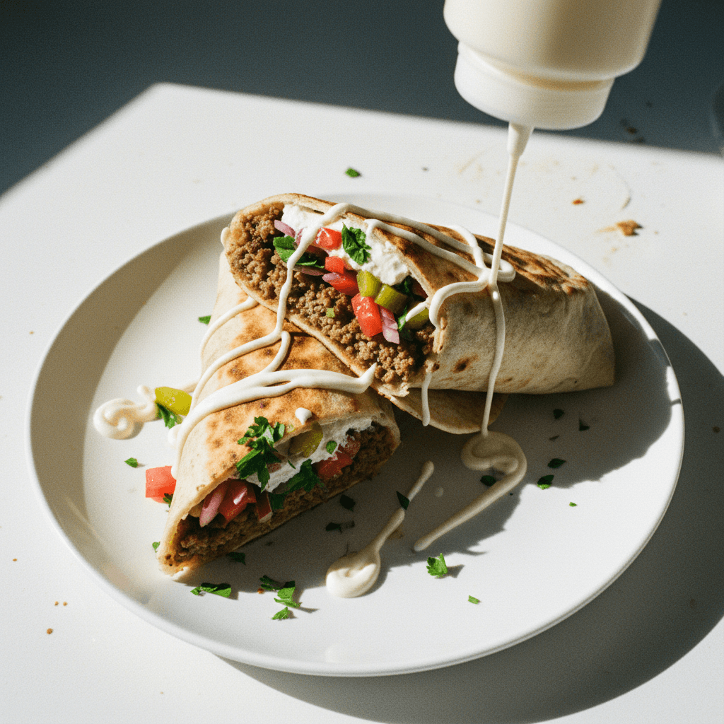 Lebanese Meat Wrap (Lahm bi Ajeen Wrap)