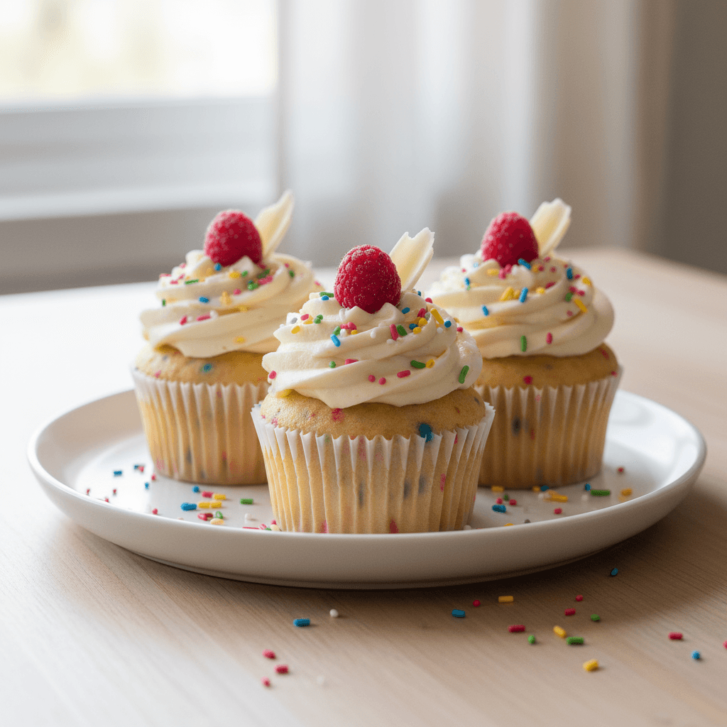 Vanilla Confetti Cupcakes with Buttercream