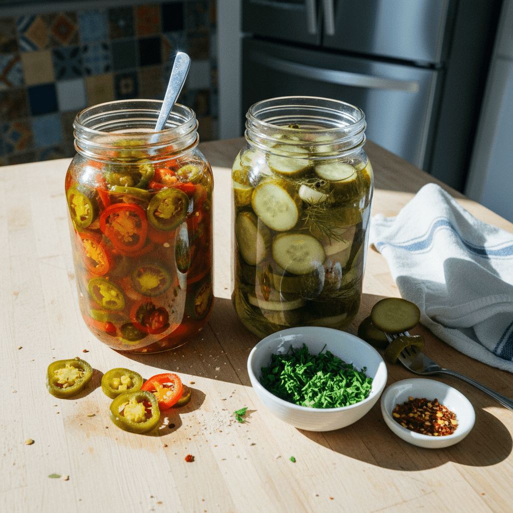 Candied Jalapeños (Cowboy Candy) and Refrigerator Dill Pickles