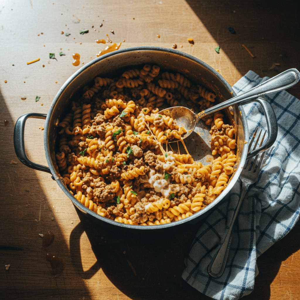 One-Pot Creamy Beefy Macaroni