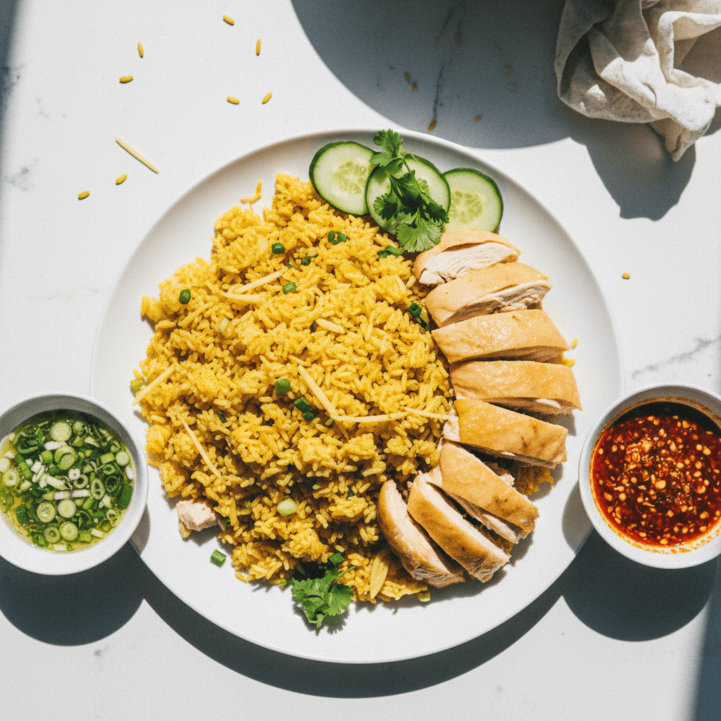 Rice Cooker Hainanese Chicken and Rice
