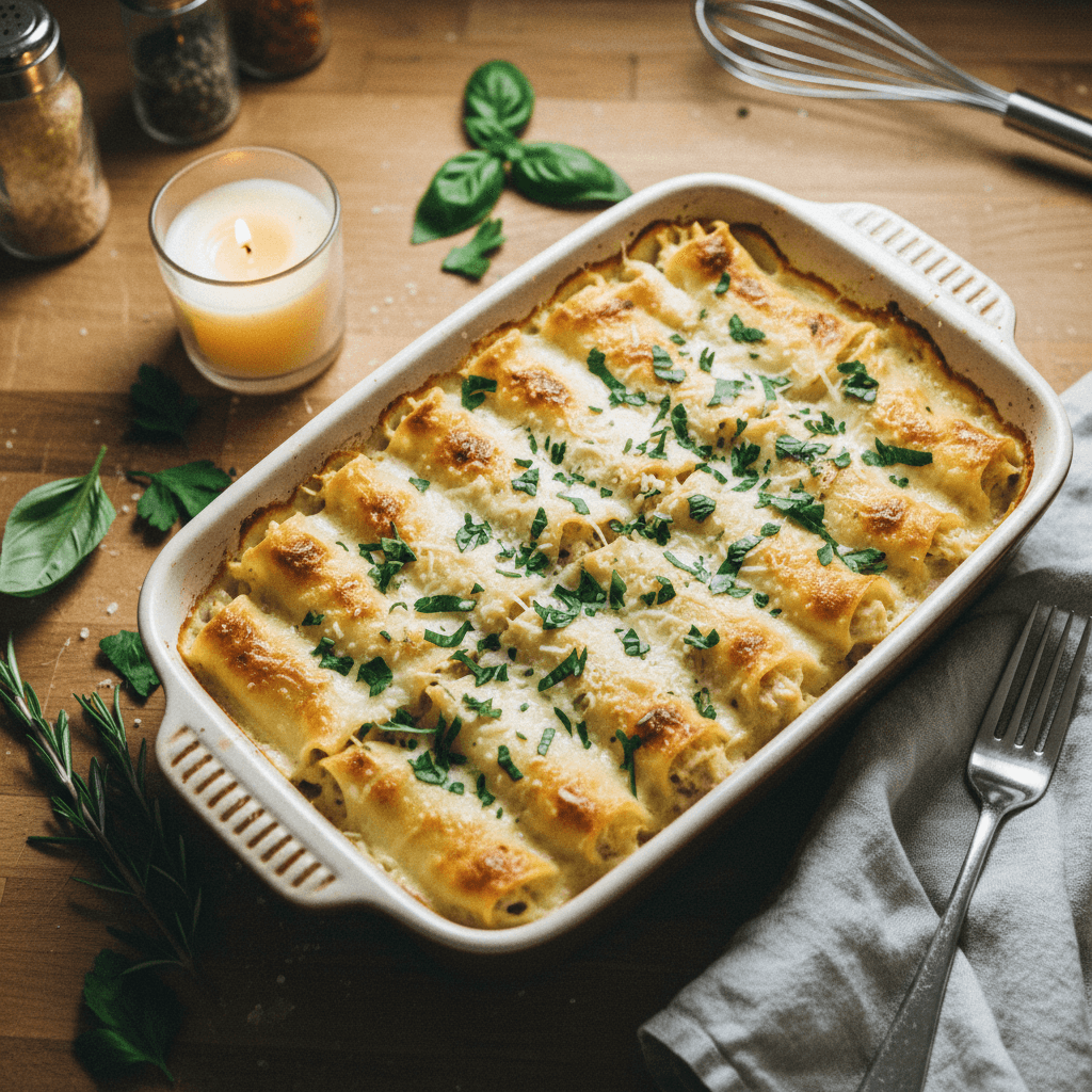 White Chicken Lasagna Rolls