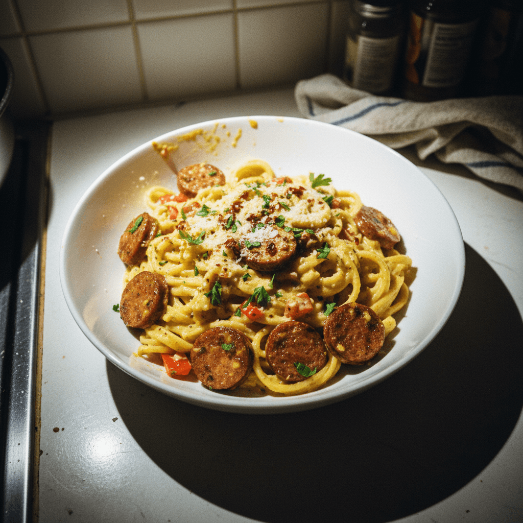 Creamy Garlic Chorizo Sausage Pasta