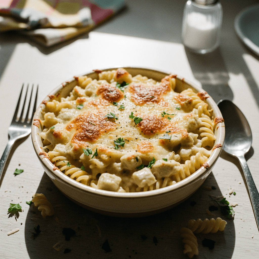 One-Portion Artichoke Alfredo Bake