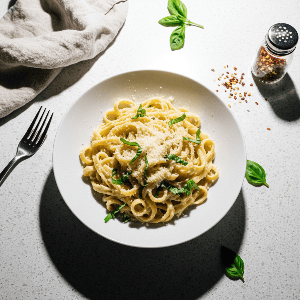 Creamy Alfredo Pasta with Fresh Basil