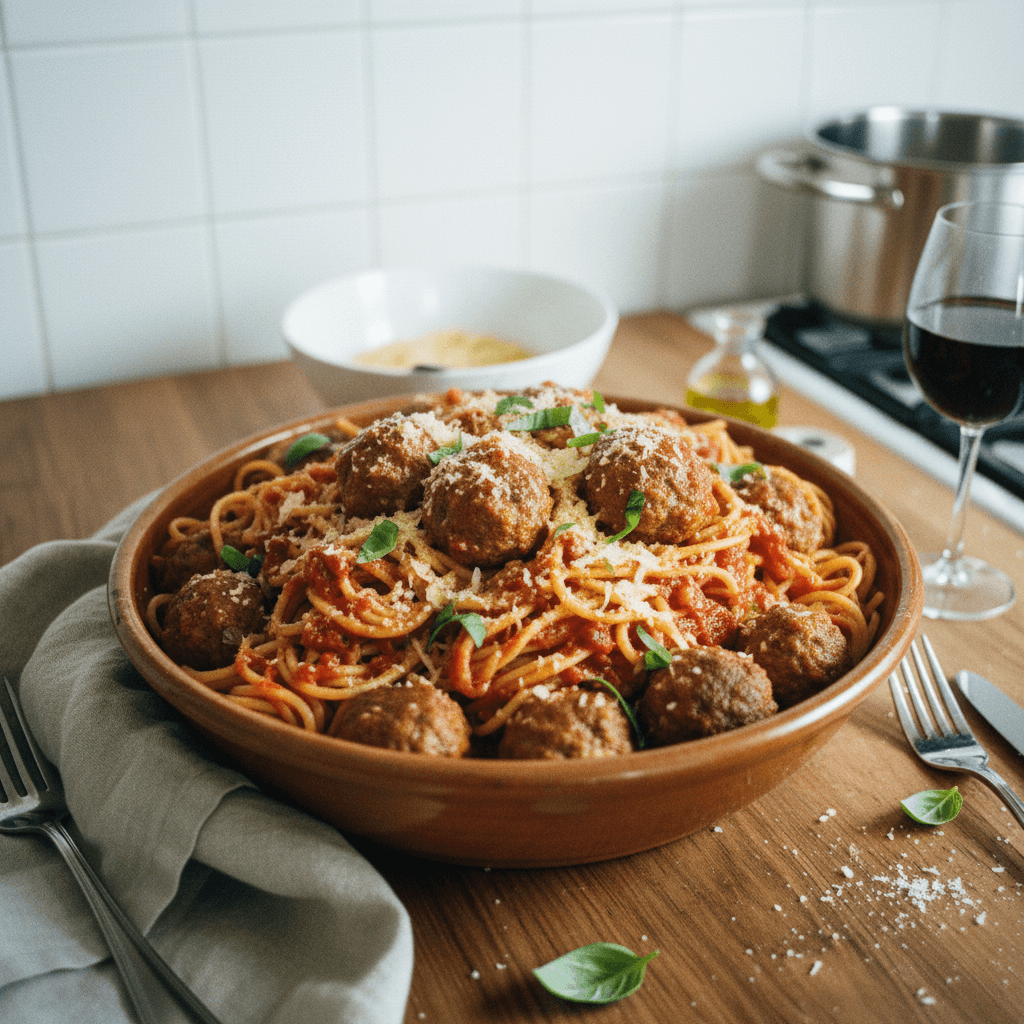 مكرونة بالميتبولز (Pasta with Meatballs)