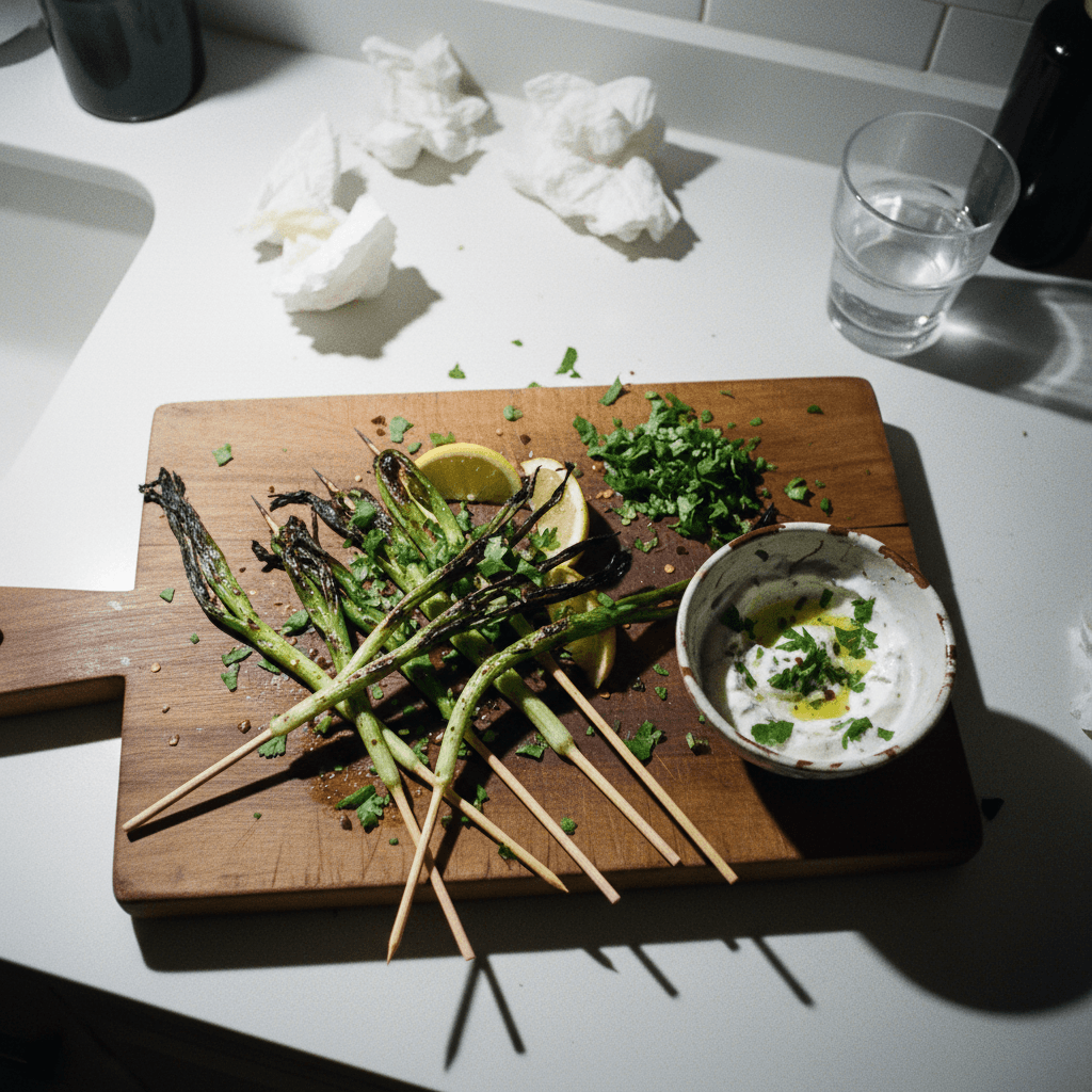 Grilled Garlic Scape Skewers