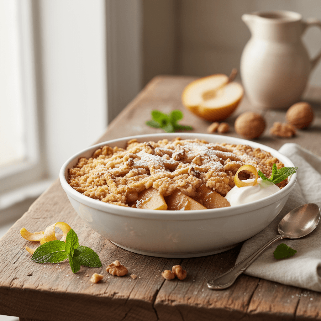 Pear and Walnut Crumble Dessert