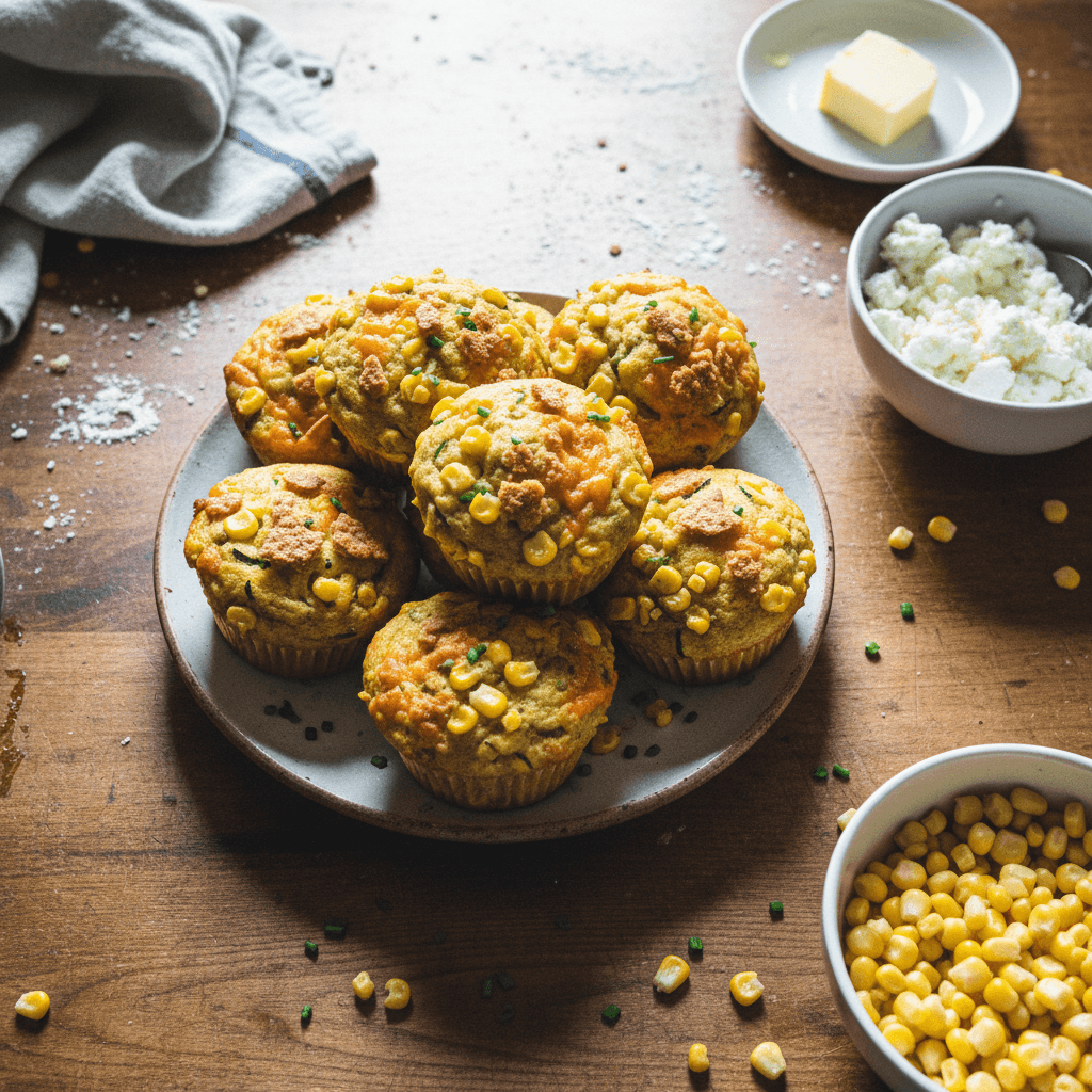 Zucchini, Sweet Corn and Cheddar Muffins