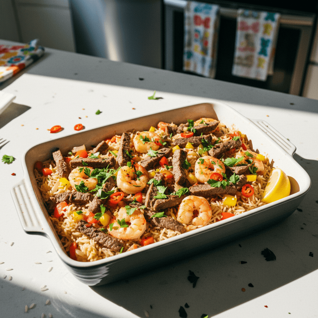 Baked Surf & Turf Rice