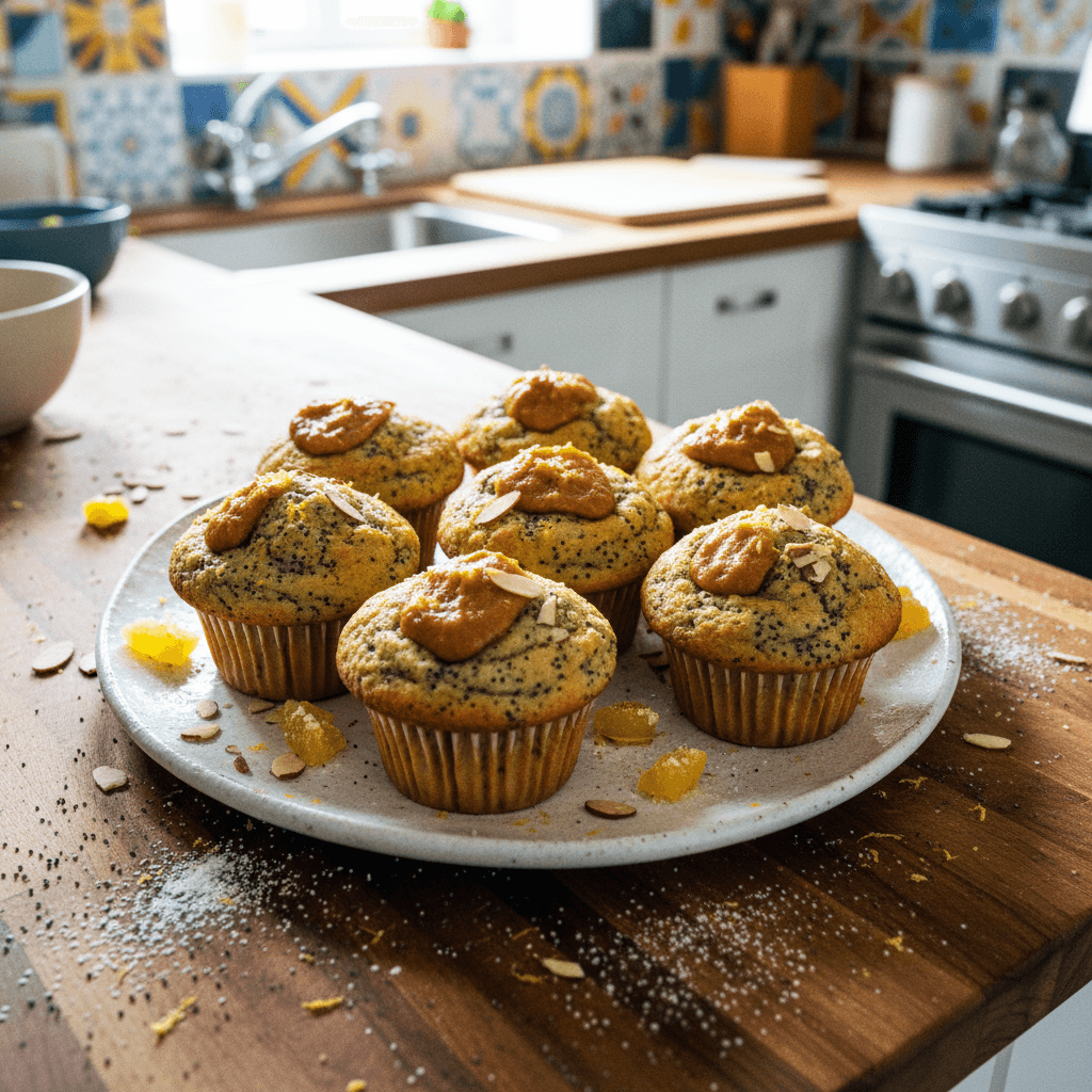 Almond Lemon Poppy Seed Muffins with Almond Paste