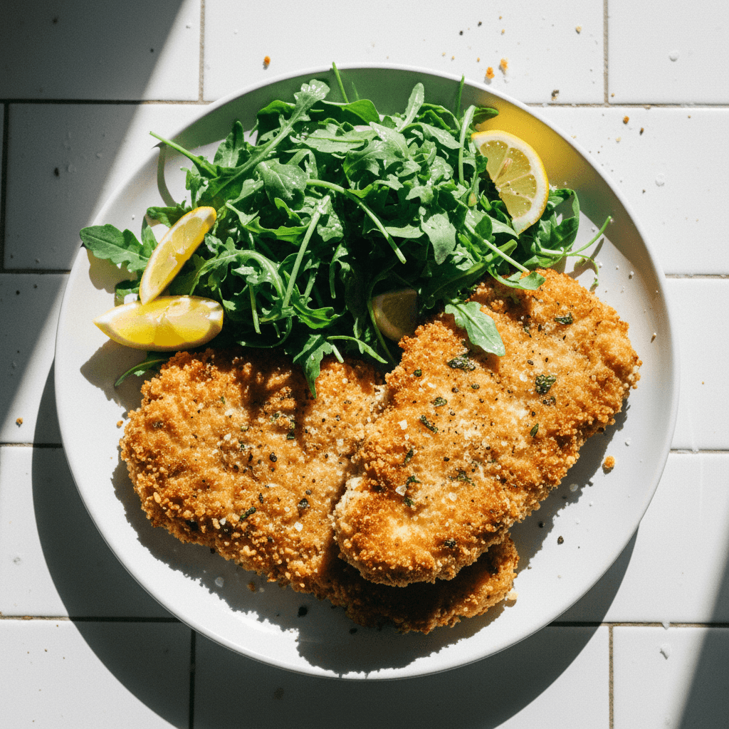 Chicken Milanese with Lemon Arugula Salad