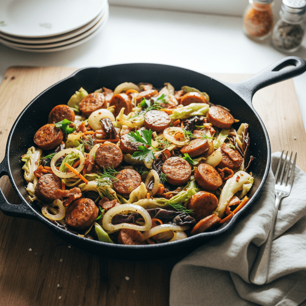 Smoky Kielbasa and Cabbage Skillet