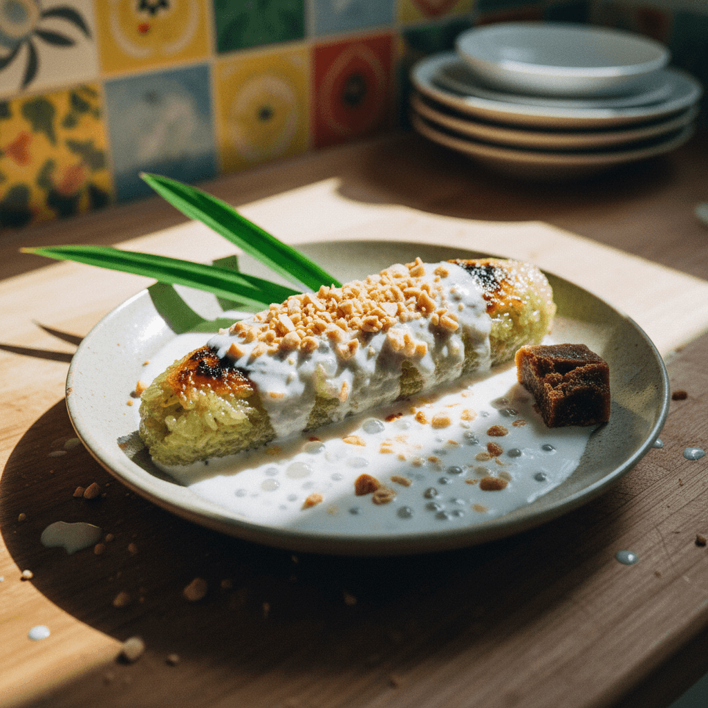 Chuối Nếp Nướng Lá Dứa (Grilled Banana with Pandan Sticky Rice)