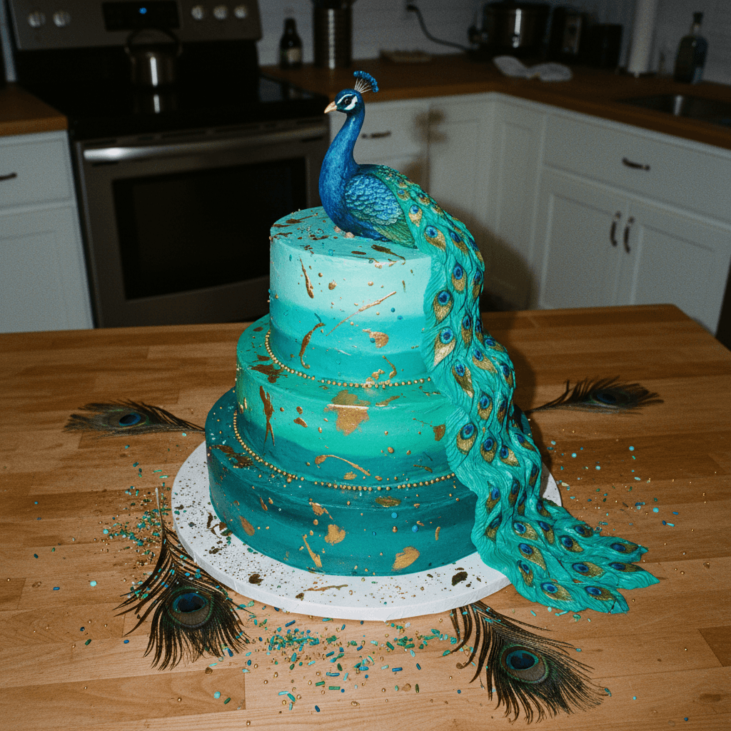Tiered Peacock Cake