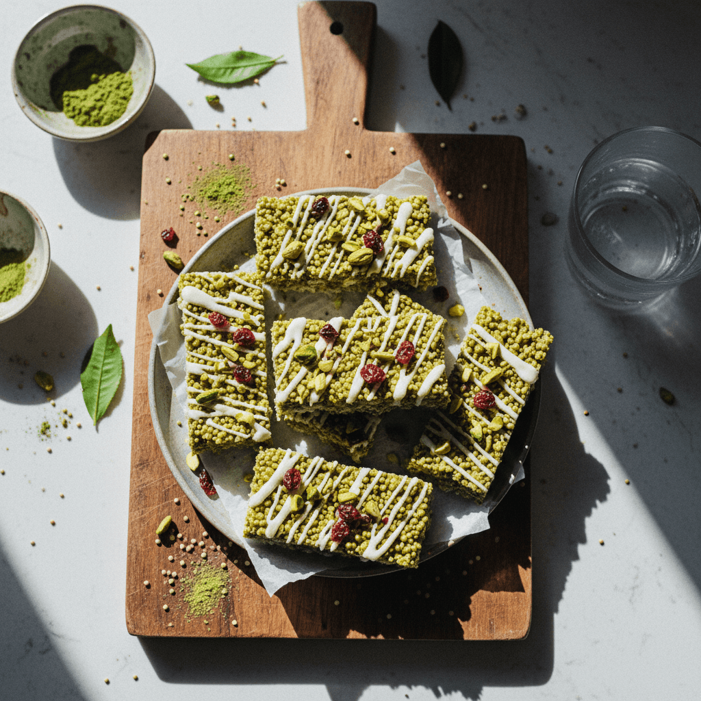 Vegan Matcha Quinoa Crunch Bars