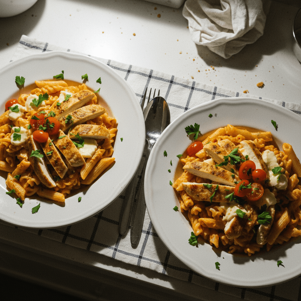 Creamy Chicken Pasta with a Tomato Twist