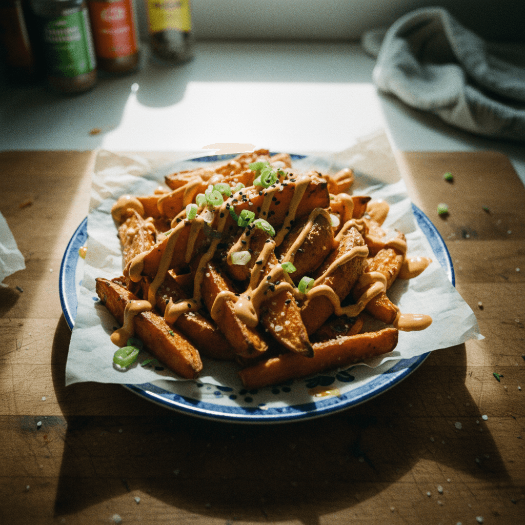 Sweet Potato Wedges with Sriracha Aioli