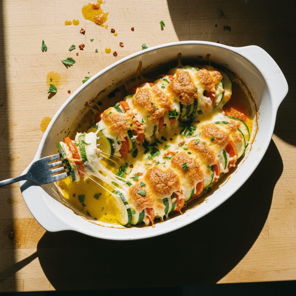Baked Zucchini with Tomato and Cheese