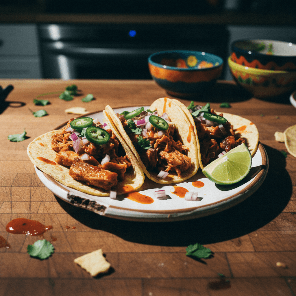 Spicy Pork Carnitas Tacos