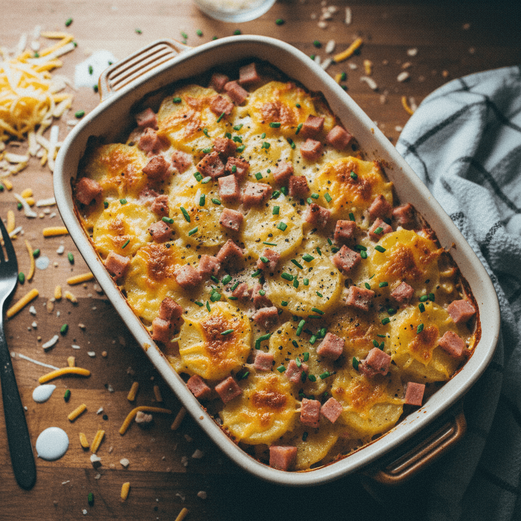 Cheesy Ham and Potato Gratin