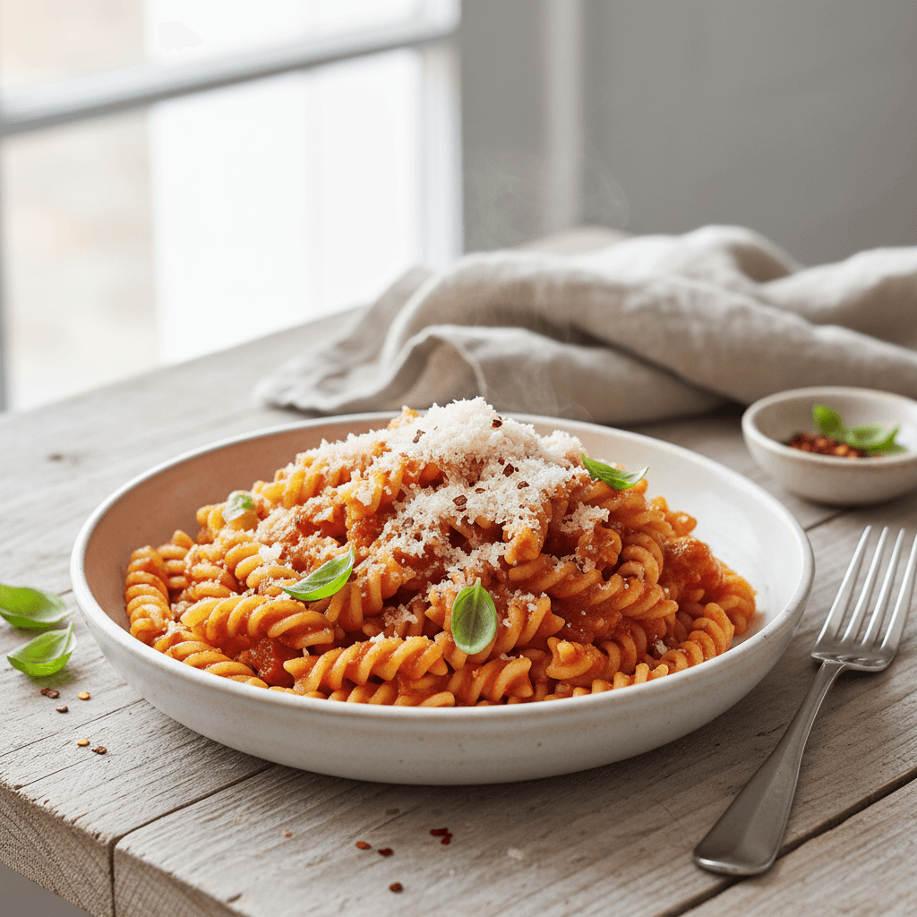 Spicy Tomato Fusillata with Parmesan