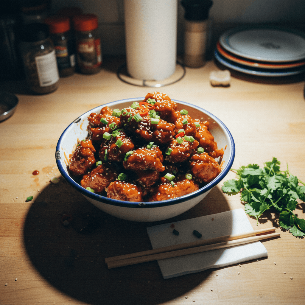 Battered Chicken with Peking Sauce