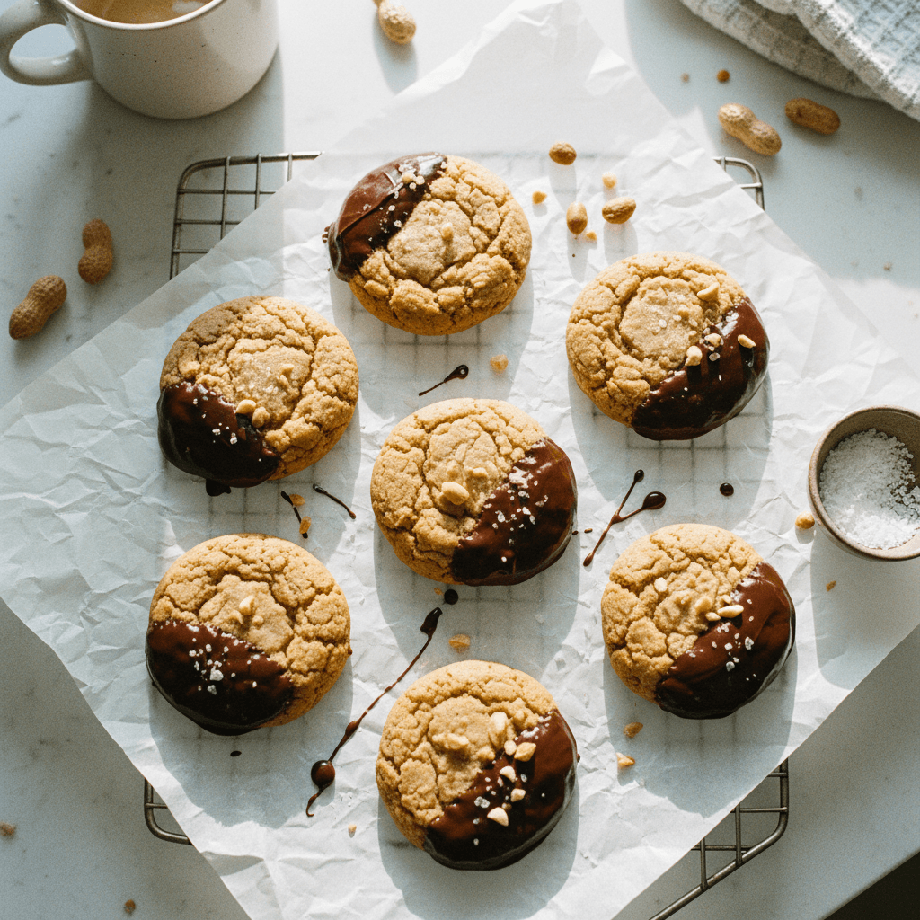Chocolate Dipped Peanut Butter Cookies