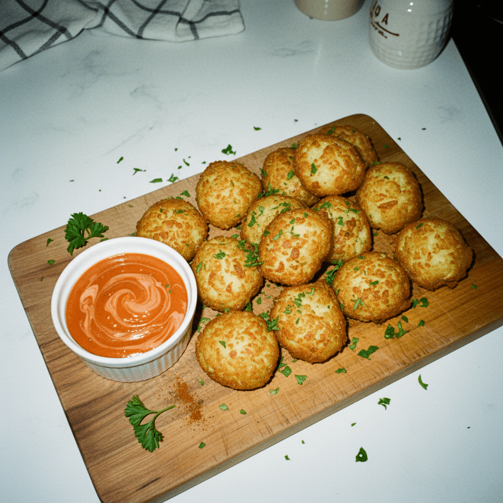Crispy Potato Balls with Sriracha Mayo