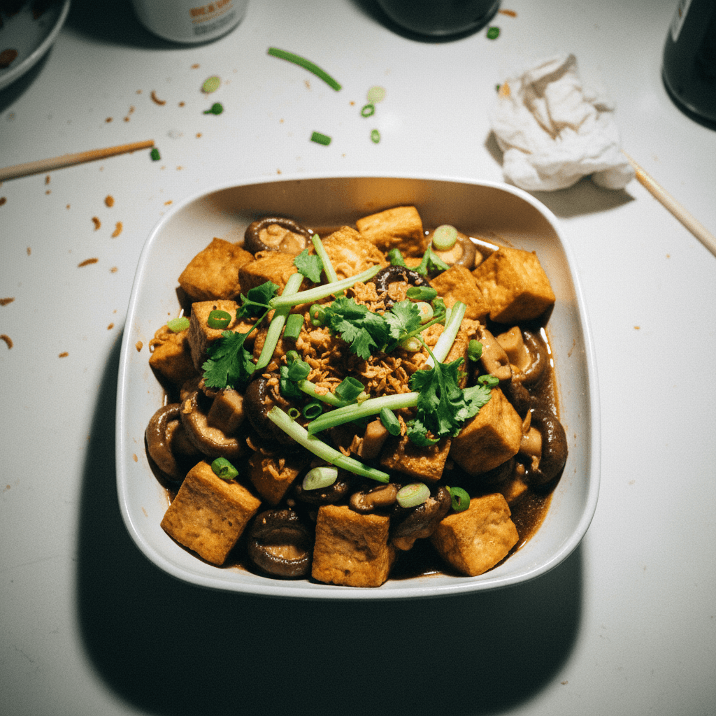 Dau Hu Kho Nam - Braised Tofu and Mushrooms
