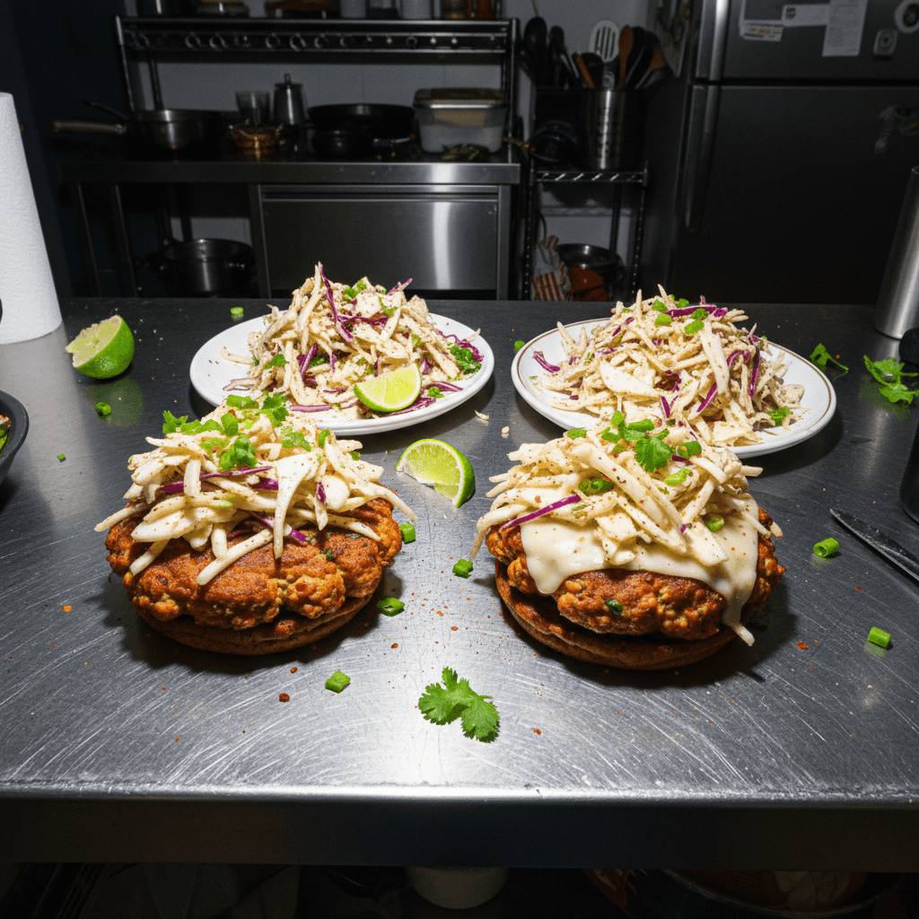 TJ's Chili Lime Chicken Burgers with Jicama Slaw