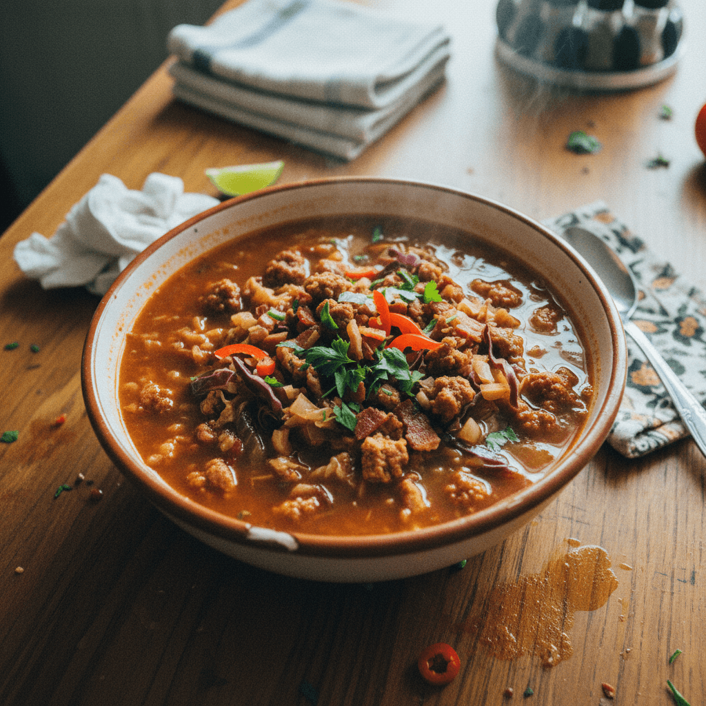 Hearty Chorizo Cabbage Soup