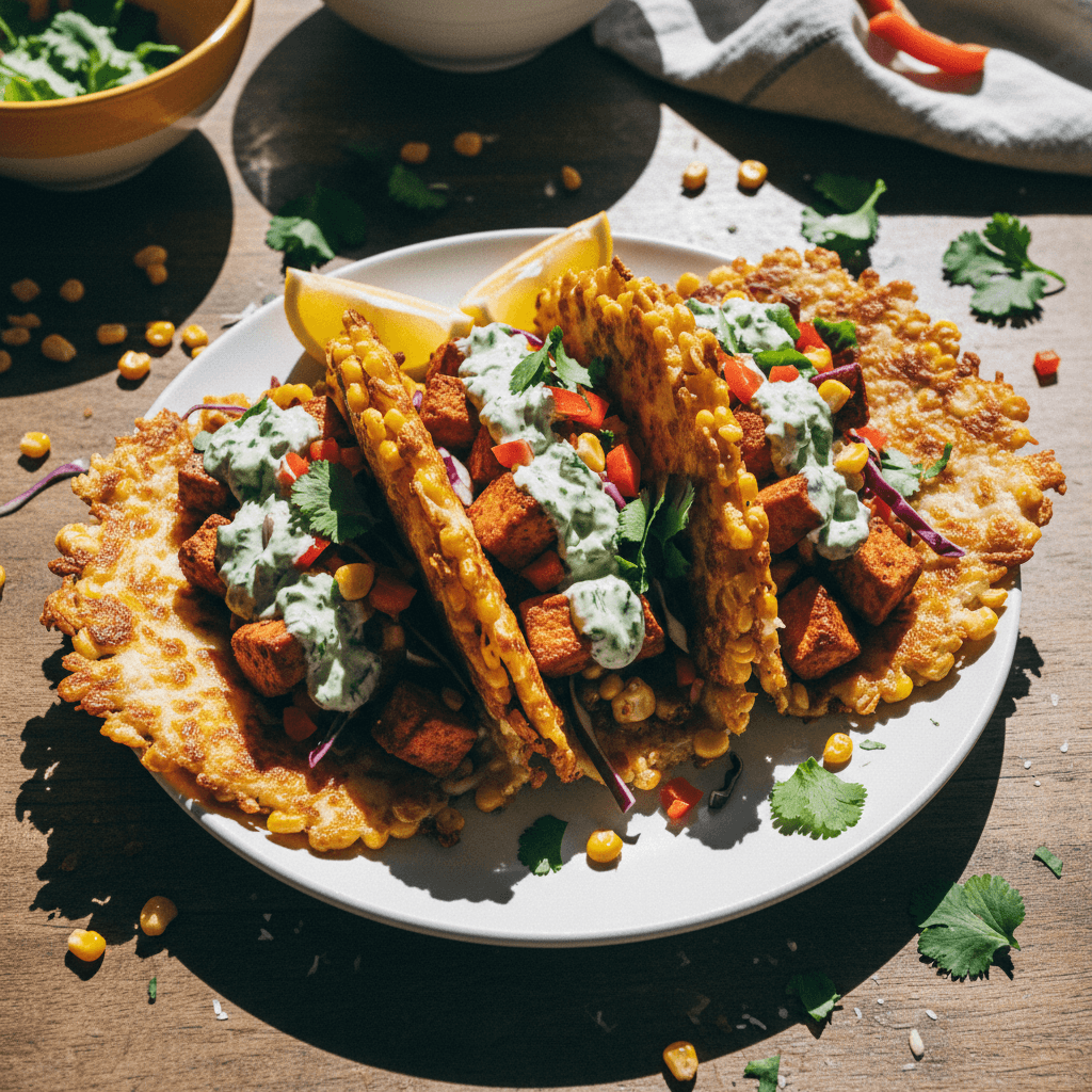 Crispy Corn and Tofu Tacos