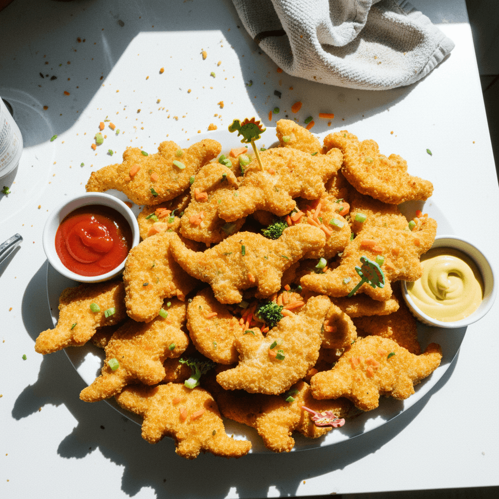 Dinosaur Shaped Chicken Nuggets with Hidden Veggies