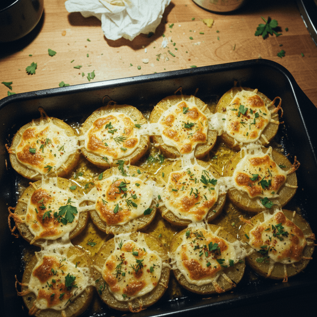Baked Cheesy Potato Medallions with Herbs