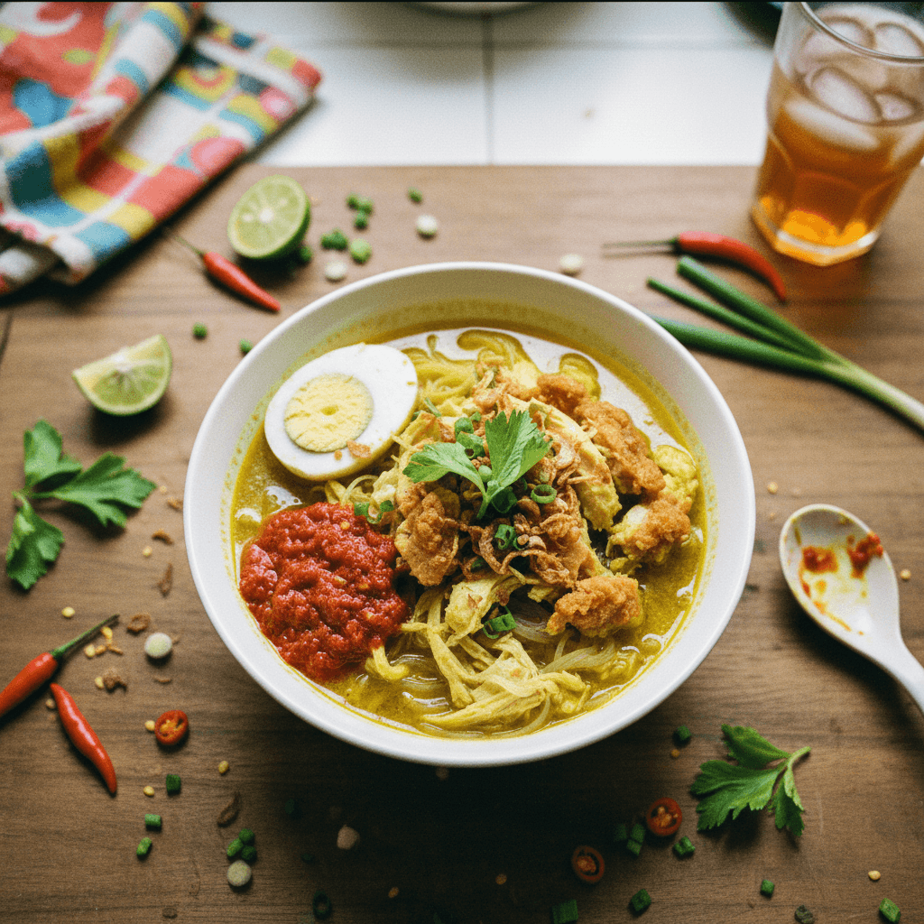Spicy Soto Ayam Goreng with Sambal